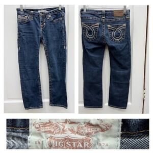 Big Star Maddie Womens 25 Thick Stitch Denim Jean Capri Dark Wash VWMACMG